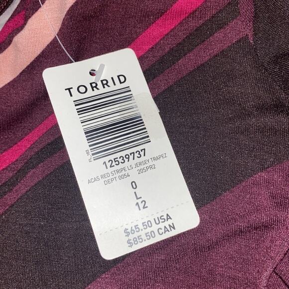 Torrid burgundy stripe jersey mini trapeze dress - Picture 9 of 9